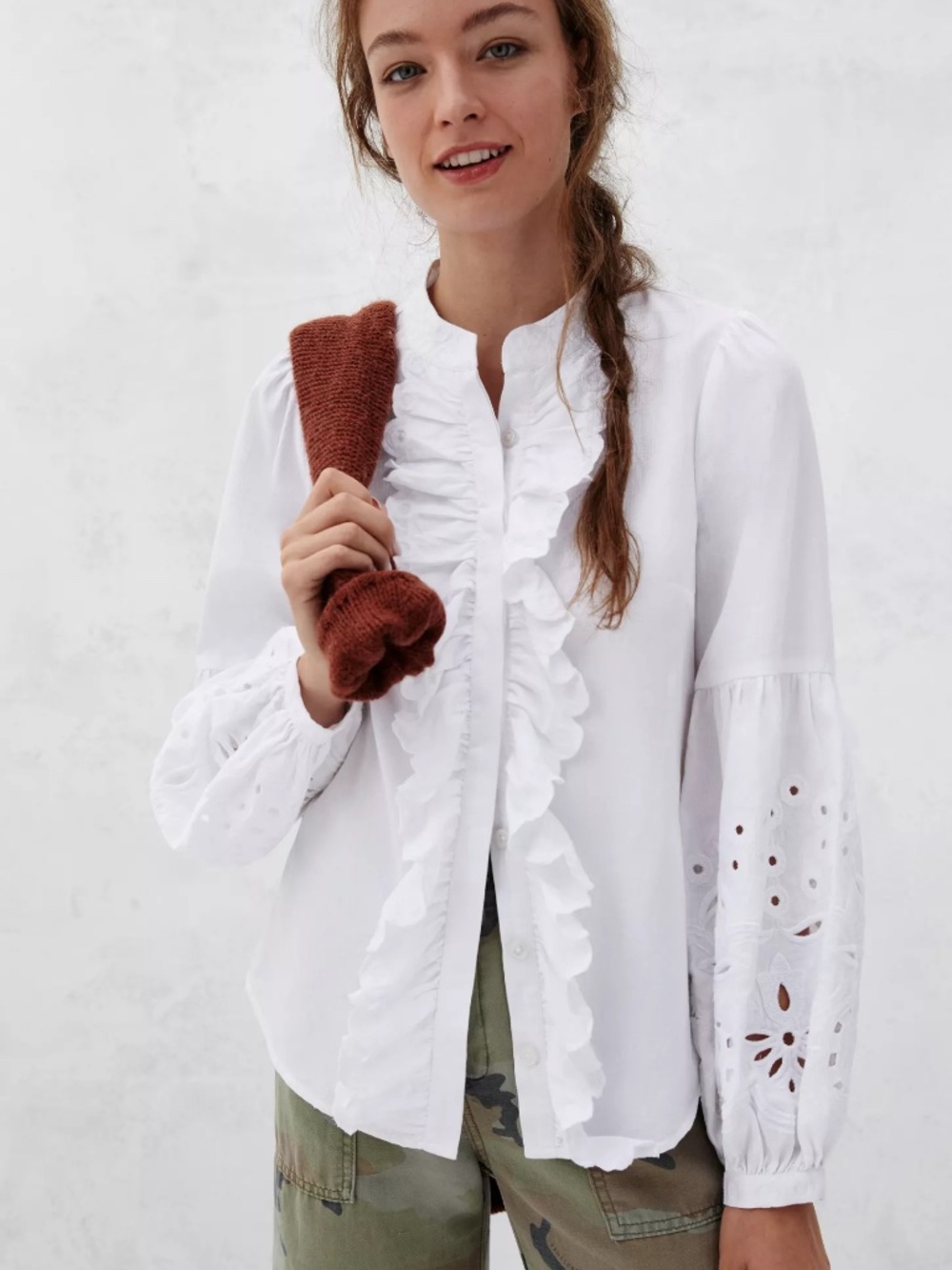 by Anthropologie Rosana Ruffled Eyelet Blouse US 10 NWT $148